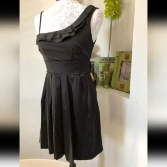 Vintage Y2K Black Satin Mini Dress Size 4 Women's - Picture 4 of 12